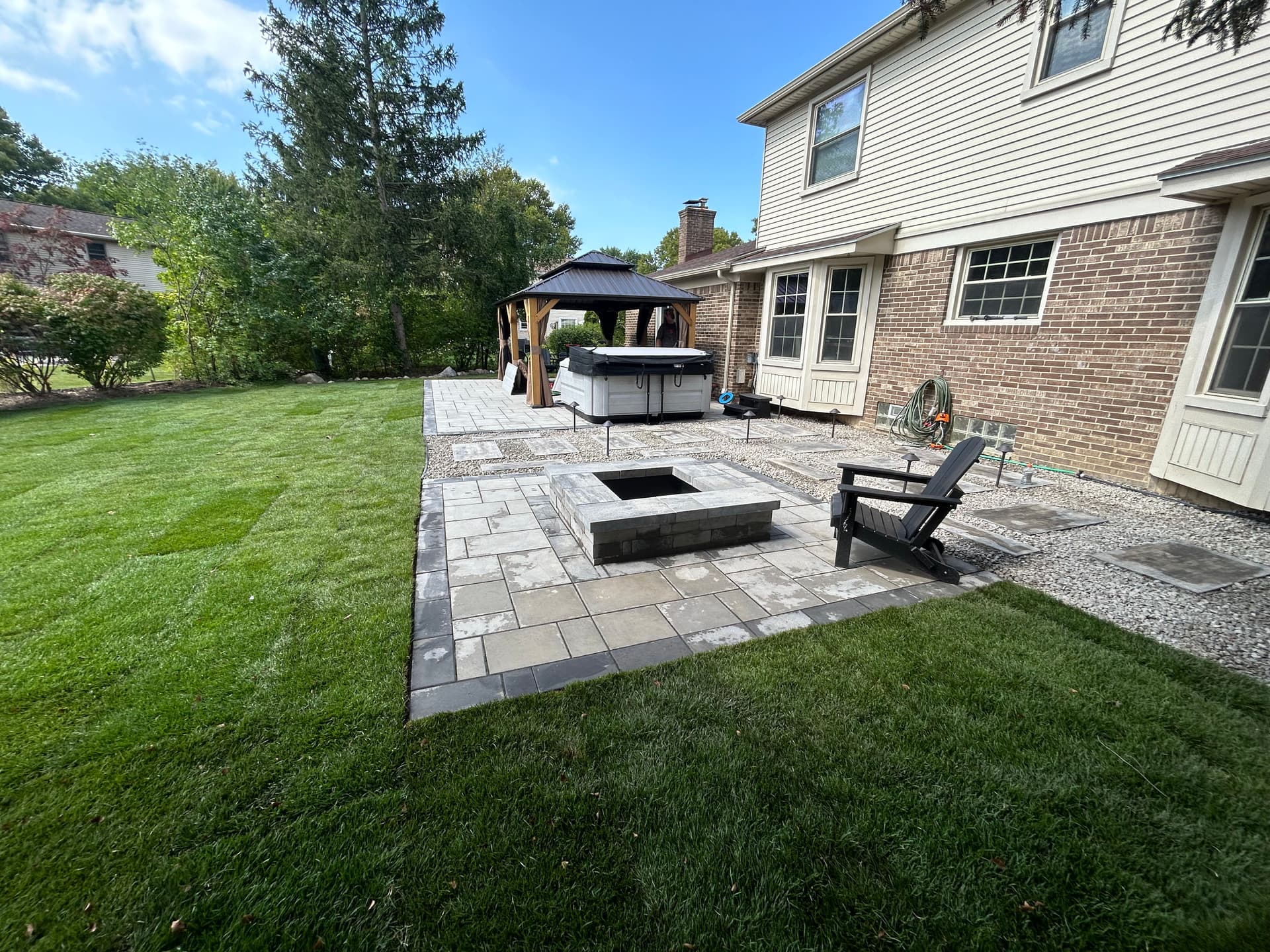 Gallery photos for Plymouth Backyard Gets a Paver Patio Fire Pit and Fresh Landscape: Image #3