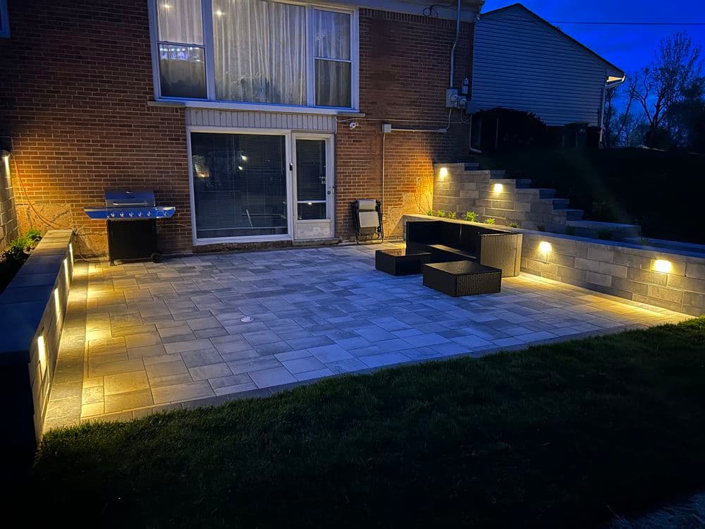 Project New Retaining Walls and Paver Patio with Underlighting in Farmington Hills image